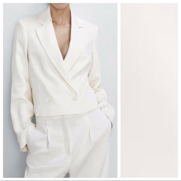 NWT. Zara Ivory Lapel Collar Blazer. Size XS, S. - Picture 4 of 8